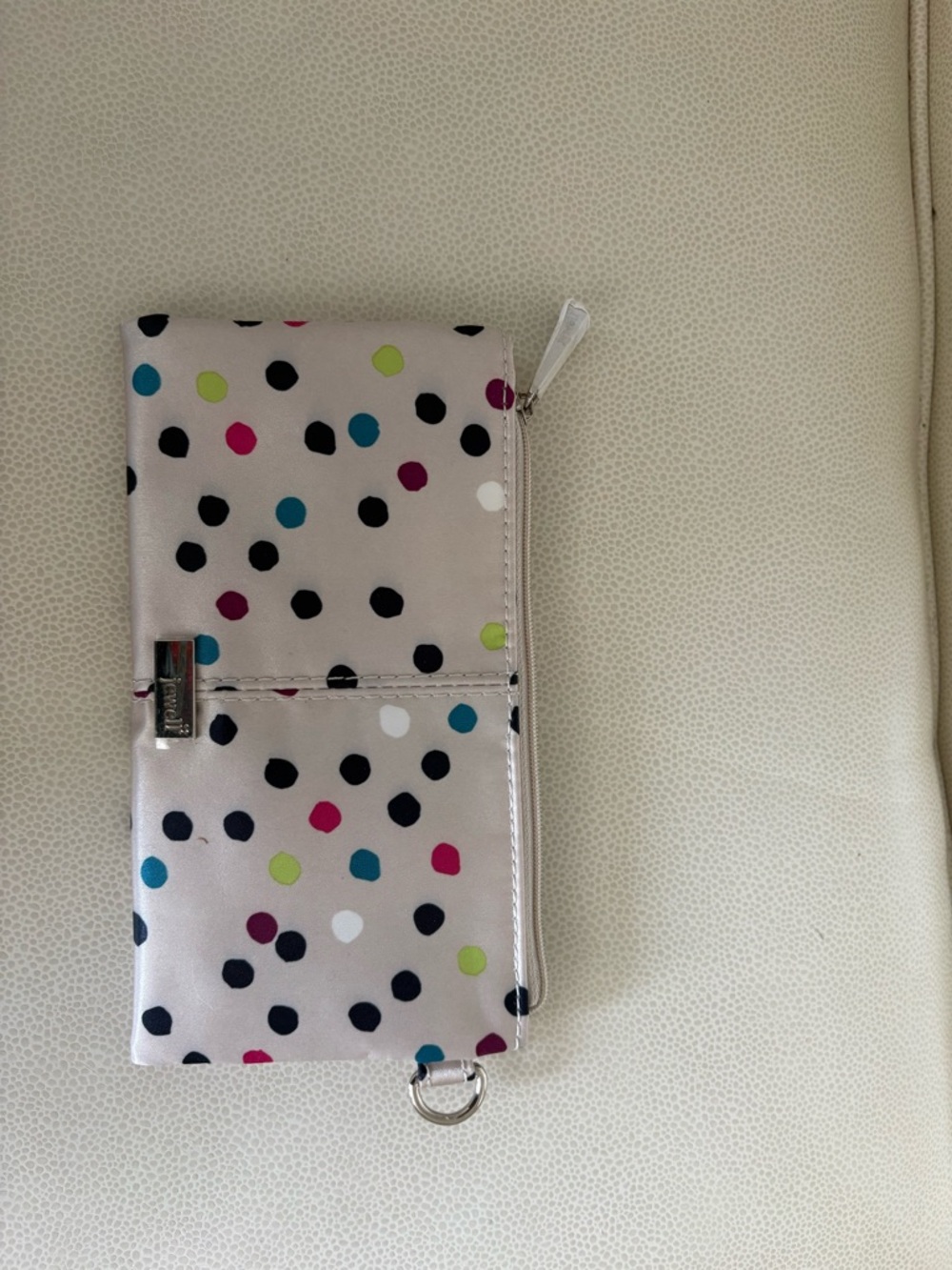 thirty-one Polka Dot Wristlet Clutch in Light Gray with Multicolor Dots